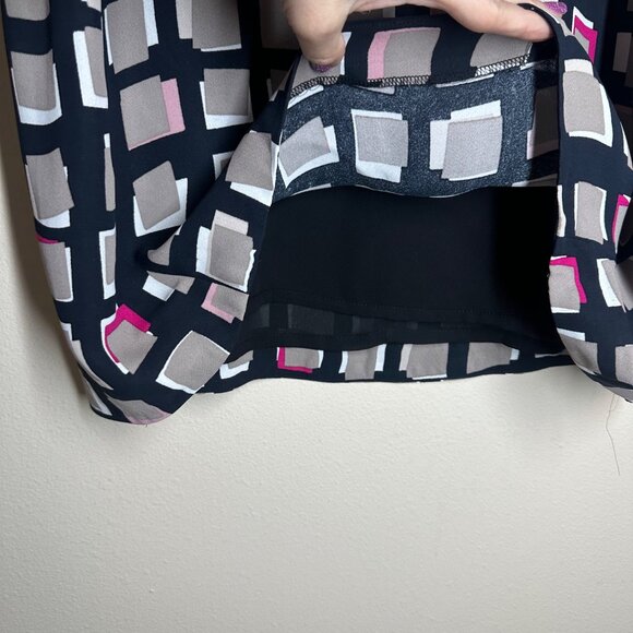 Kate Spade Abstract Sweets Geometric Top Womens Size 12 Lined Crepe Shirt Office - Picture 5 of 10